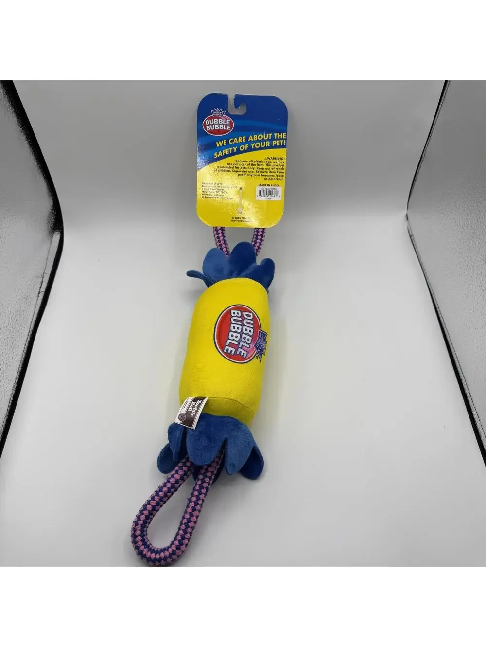 Dubble Bubble Dog Toy Interactive Tug Rope and Squeak 16” Tootsie Roll